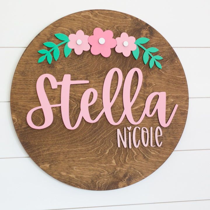 The Stella Round Wood Sign