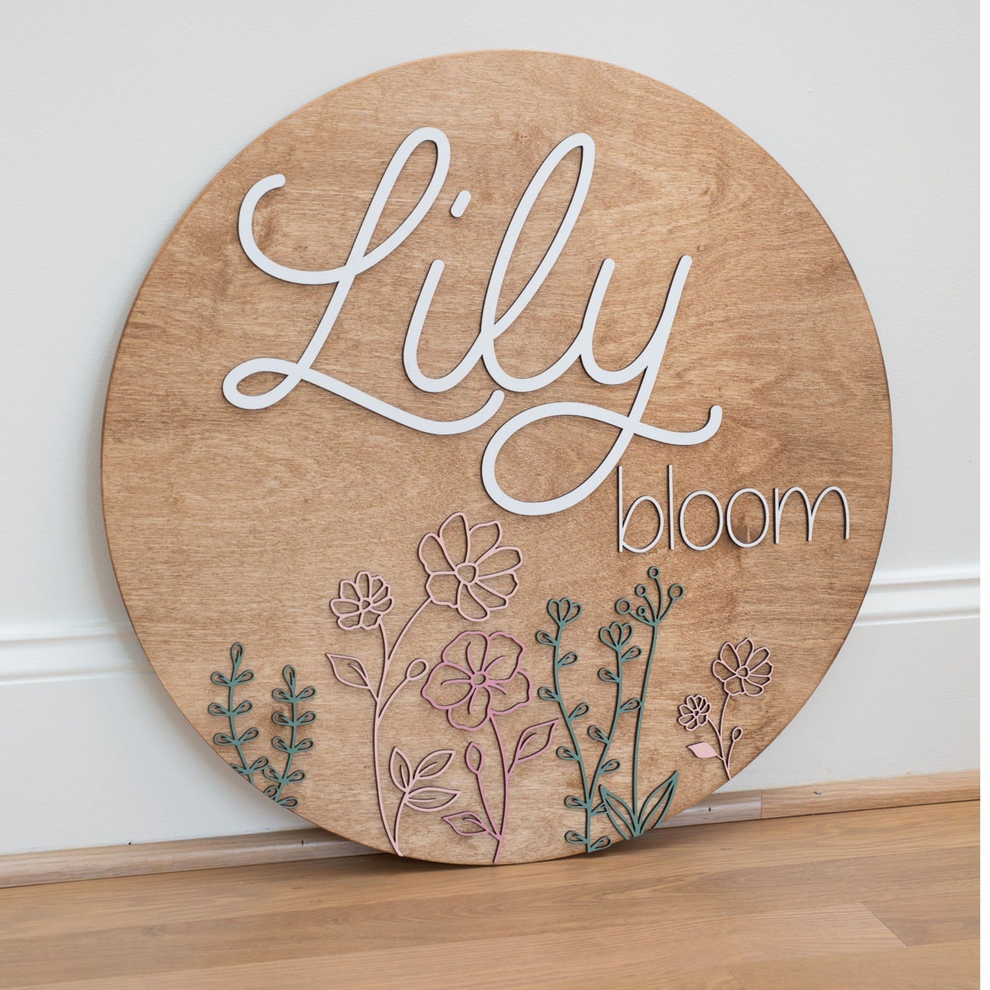 The Lily Round Wood Sign