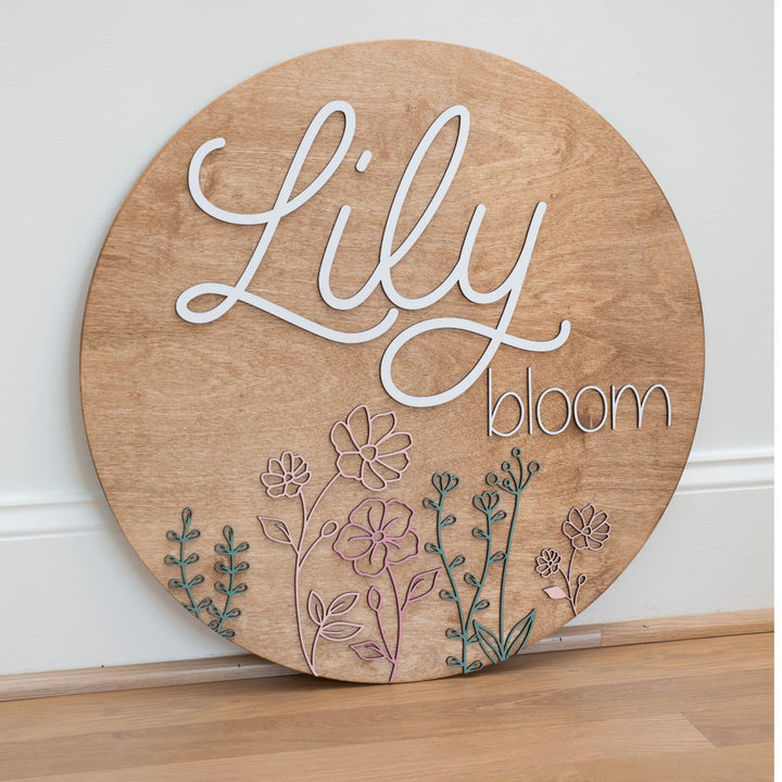 The Lily Round Wood Sign