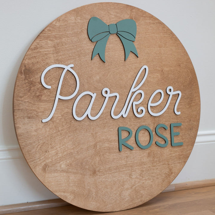 The Parker bow Round Wood Sign