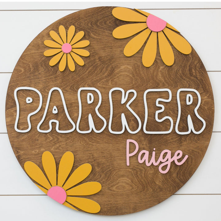 The Parker Round Wood Sign