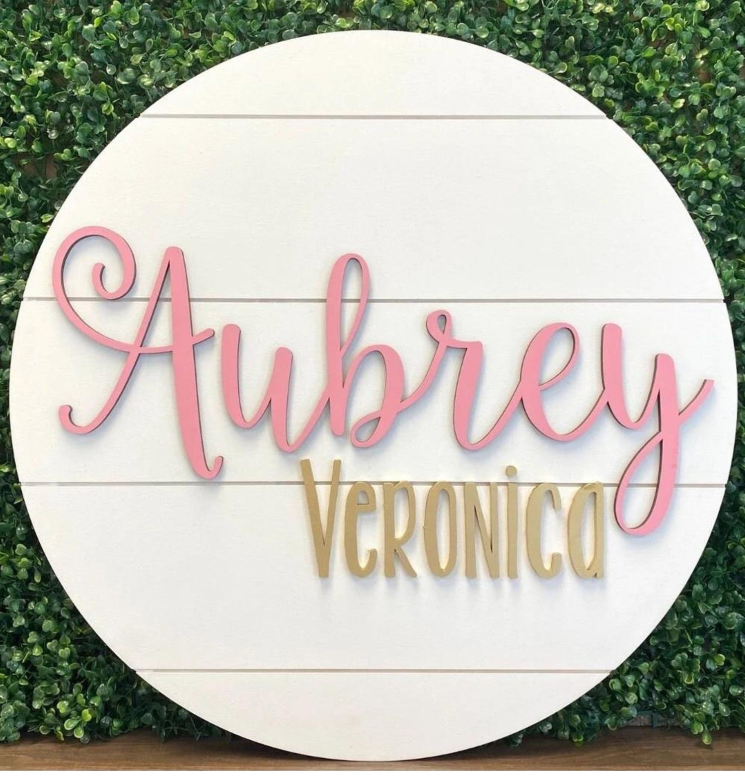 The Aubrey Shiplap Nursery Round Sign