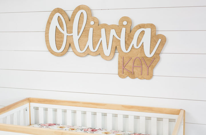 The Olivia Bubble Wood Sign