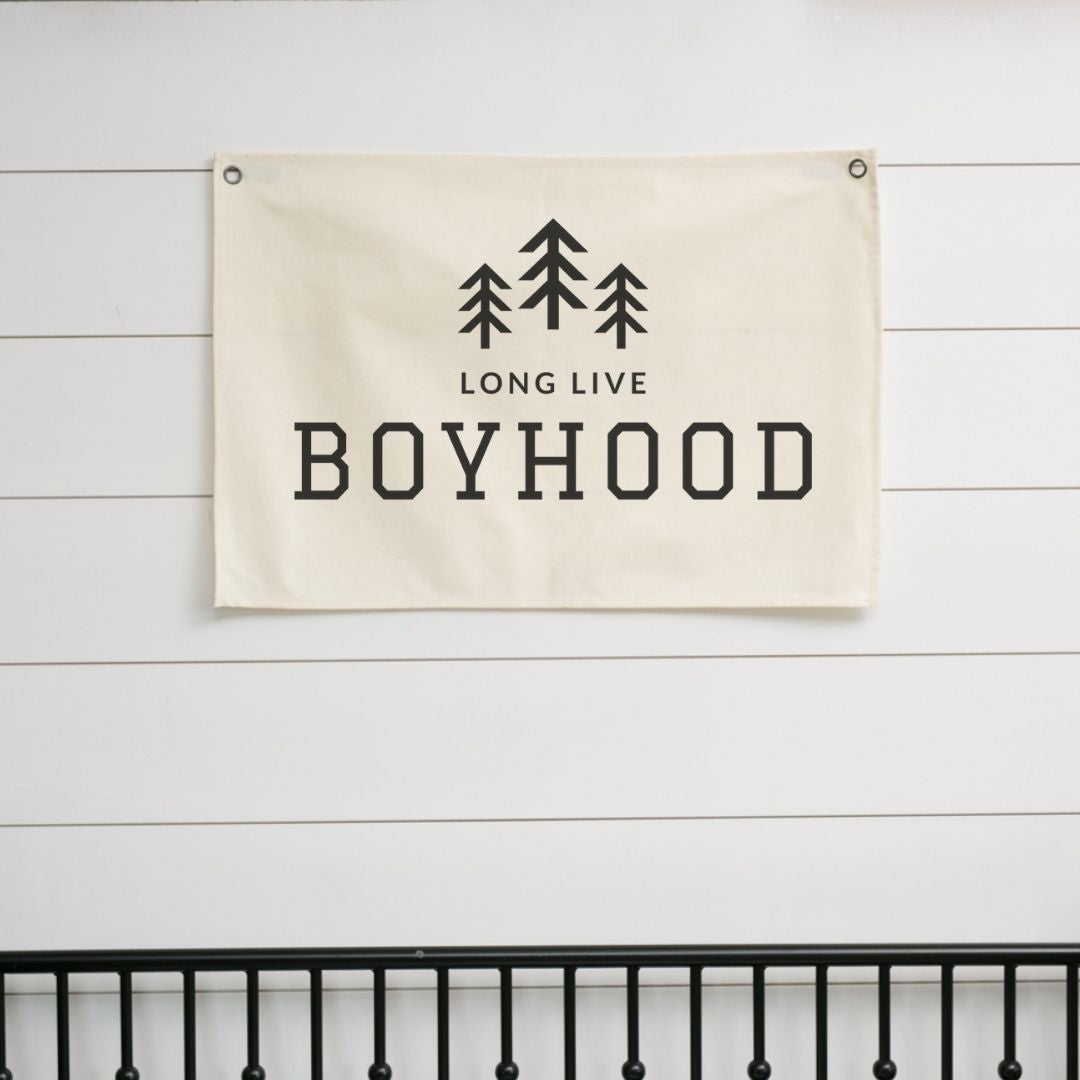 Long Live Boyhood with trees Canvas Banner