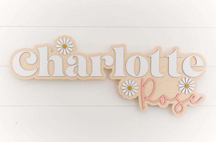 The Charlotte Daisy Bubble Wood Sign